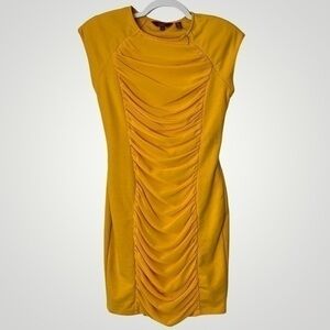 Ted Baker London Foxberry “Just for You” Yellow Runched Stretch Dress Mini
